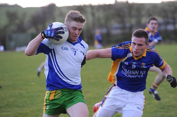 Adrian O'Gara Letterkenny IT and James Stewart, St Pats College, Dublinpictured in the Semi Final of the Division 2 Colleges League on Tuesday, Letterkenny It progresses to the final by a score of 12 - 9, with 2 points scored by Adrian OGara. (photo Paddy Gallagher).