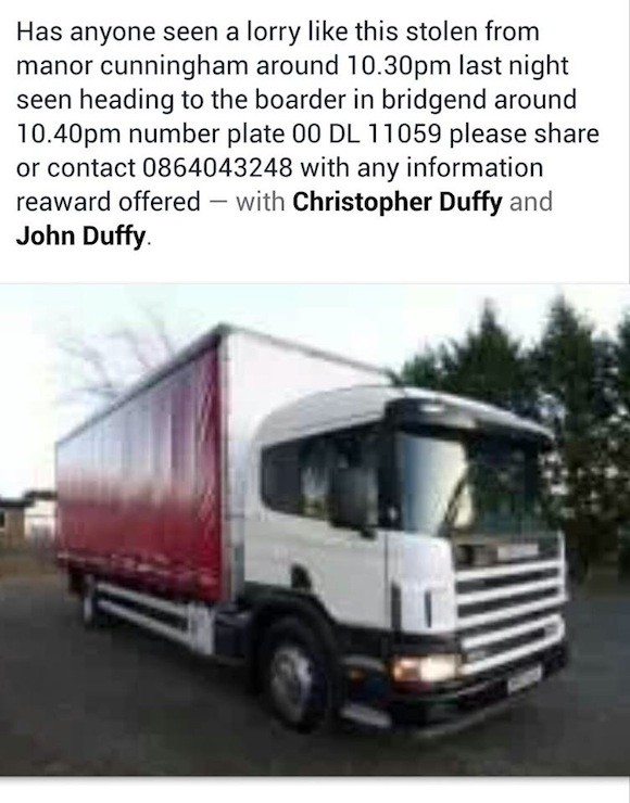 stolen lorry