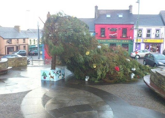 The 50ft Christmas tree in Crandonagh was split in two by the storm