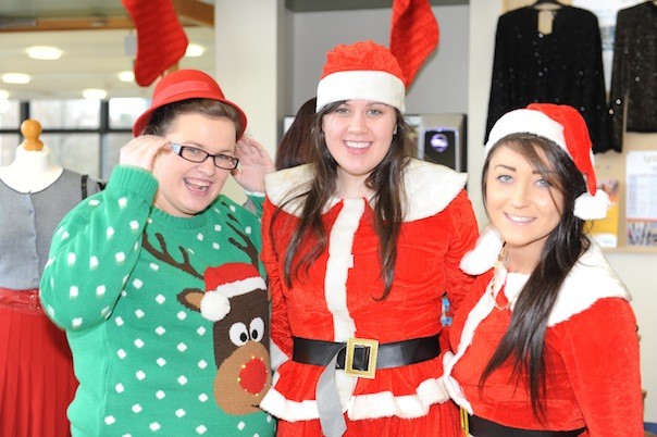Christine Farren, Mary Healy and Louise Mulvaney pictured at the LyIT Christmas Fair which is run each year to support student families at Christmas time, the Fair in the past has raised substantial funds for students. This year's offerings include Christmas Wreaths, Yule-time logs, Candy Cane baskets, jewellry box sets.. the perfect stocking fillers. (photo by Paddy Gallagher)