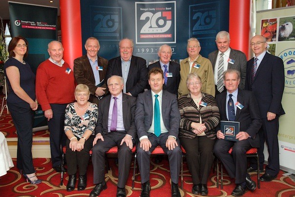Current and former members of Donegal County Enterprise Board pictured on Friday at the launch of the print and digital book to mark the board’s 20 years of supporting local enterprise.