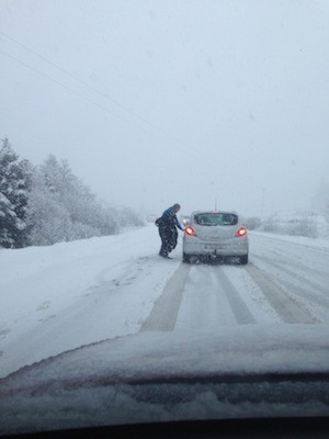 Cars are crawling in Barnsemore Gap.