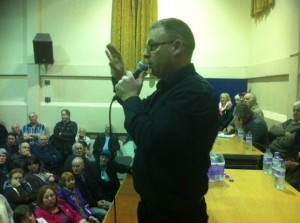 Organiser Tony Morning addresses the meeting.