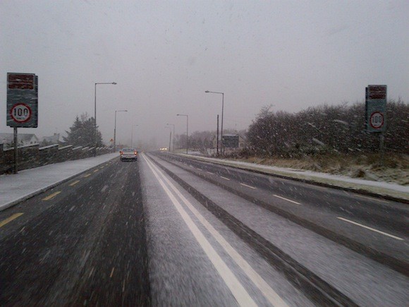 Conditions at Mountaintop in Letterkenny are already deteriorating this afternoon. Pic Donegal Daily.
