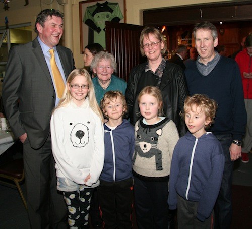 Stranorlar Electoral Area Fine Gael election candidate Bert Galbraith pictured with family members, Isobel Galbraith, Ruth Crawford, David Crawford. Front from left: Lauren Crawford, Aaron, Rachael and Stuart Crawford.