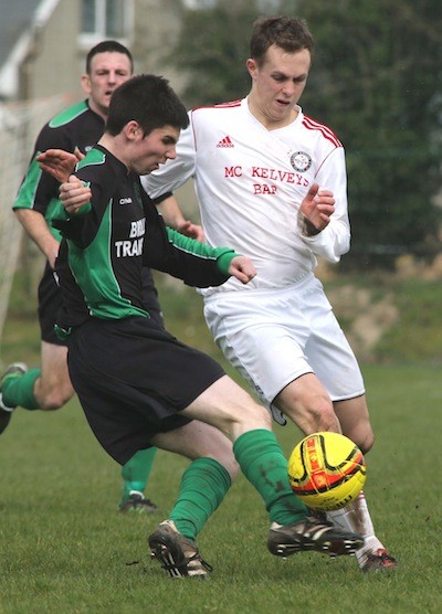 Action from the Watson Hire Division One match between Castlefin Celtic and Cappry Rovers in the Donegal Junior League. Pic.: Gary Foy, Leaue PRO