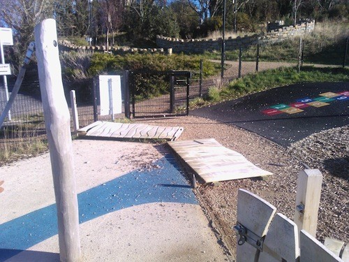 Vandals wrecked playground equipment in Carn