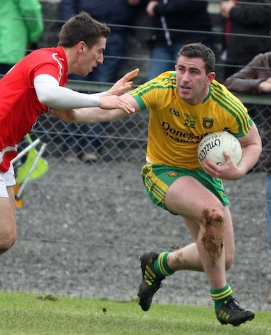Patrick Mc Brearty in control for Donegal in Ballyshannon against Louth. Photo Brian McDaid