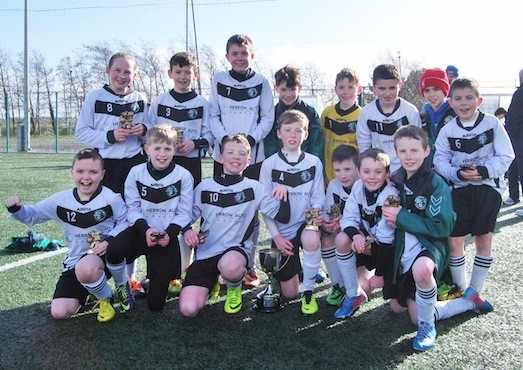 Eany Celtic U12's celebrate winning the Donegal Schoolboys League South Division U12 League title at the Lakeside Centre in Ballyshannon.