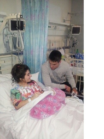 Rugby star Conor chatting with Vanessa before her latest operation.