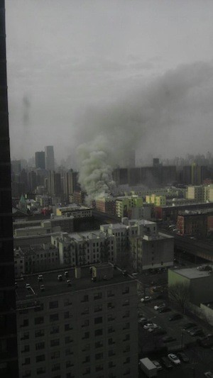 A picture taken by Matthew form his apartment just seconds after the explosion rocked the area.