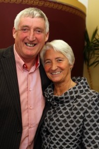 Grace Boyle with her husband James at the Town Hall in Ramelton for the launch of her campaign.