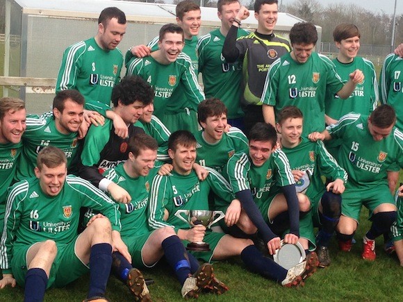 Michael and players celebrate. 