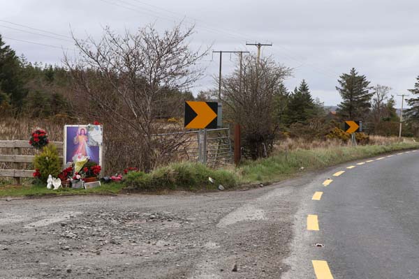 The dangerous corner near Ballybofey where a young family were rescued by four passing irish soldiers.