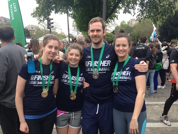 Four Letterkenny runners including Lochlainn Harte successfully completed the Paris marathon today. They helped raise important funds for Beaumont Hospital. From left: Siofra Boyd, Heidi Gallagher, Lochlainn Harte and Eimear Gibbons. Lochlainn's dad is Senator Jimmy Harte who continues to recover at Beaumont Hospital after an incident in Dublin last November when he suffered a head injury. Congratulations to all. 