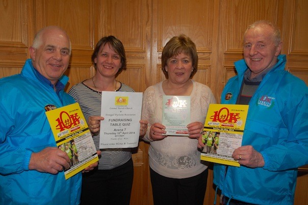North West 10k committee members Paddy Bond and Neilly McDaid with Valerie Bright and Hilary Moore from the Conwal Parish Church Restoration Committee