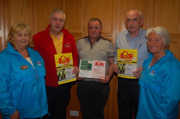  Gerald McLaughlin and Mick Lagan from the Letterkenny Branch of the Dyslexia Association of Ireland with  North West 10k committee members Bernie Brennan, Brendan McDaid and Grace Boyle 