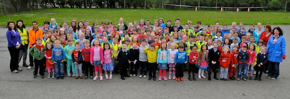 St Eunan's National School in Raphoe took part in the Rainbow Walks.