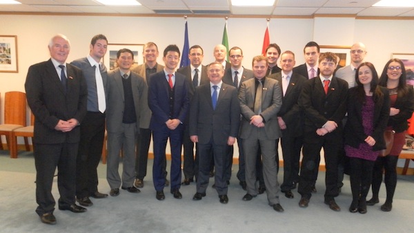 Students meet Minister Brendan Howlin on their trip to China.