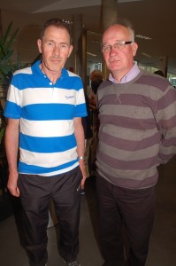 Jim Brennan and Mick Foy at the North West 10k Civic Reception in the Letterkenny Public Services Centre last night.