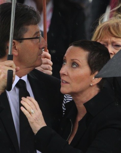 Daniel O'Donnell's wife Majella comforts him at his mother Julia's funeral today. Picture by Joe Boland.