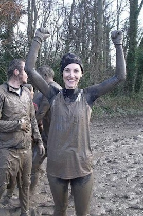 Loraine Gildea celebrates at the finish