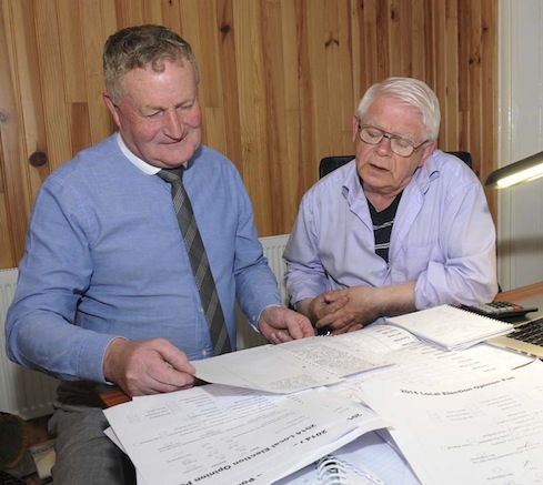 John McCreadie of Stewart and MacLochlainn Accountants with Tirconaill Tribune Editor John McAteer at the completion of the Local Election Opinion Poll.