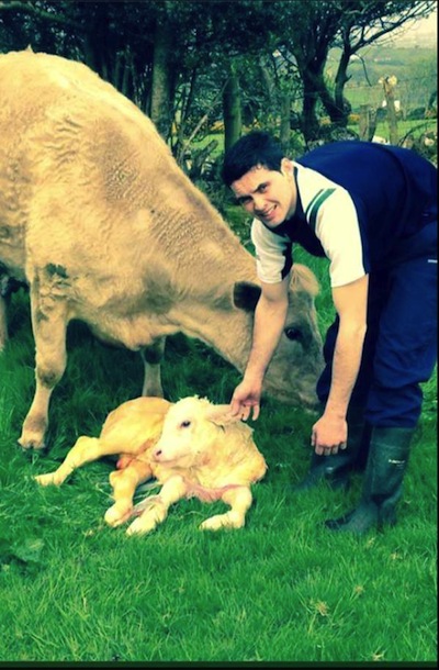 James Pat just moments after delivering the calf!