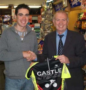 Paddy with one of his biggest fans, cyclist Phillip Deignan.