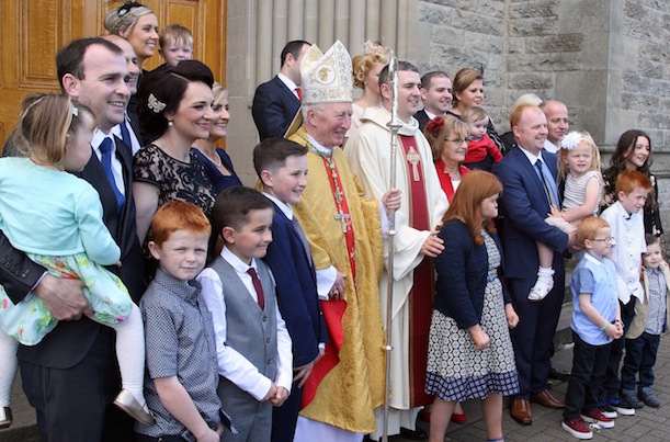 Bishop Philip Boyce with Fr Gorman and his family following his ordination. All pics by Brian McDaid from the Cristeph Studio.