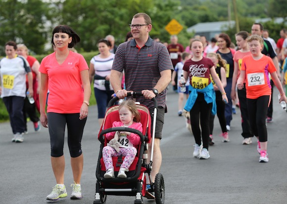 The Sessiaghoneill NS 5KFun Run & Walk was a real family event. Our picture includes Dana and Mickey Mc Mahon and Daughter during the event. Pic.: Gary Foy, newsandsportfiles