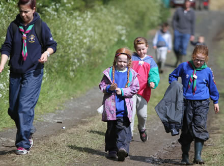 Beaver Scouts and their leader enjoying sunshine during a wee hike.  ((c) North West Newspix)