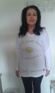 Juliette in her special 'huggable' t-shirt gets ready for Friday!