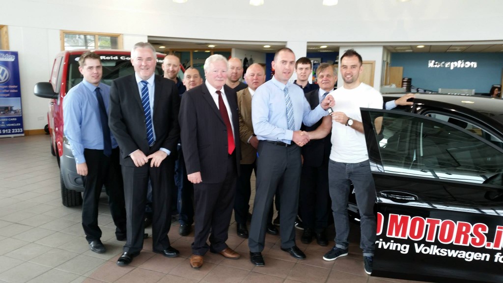 Four-time All-star Karl Lacey receiving the keys to his brand new Volkswagen Bluemotion