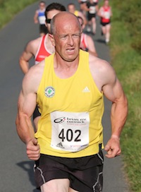 Philip Callaghan of Inishowen AC came home in 5th position and in doing so made it four different clubs in the top five places at the St. Johnston 5K Road Race. He was also 1st in the M40 category. Pic.: Gary Foy