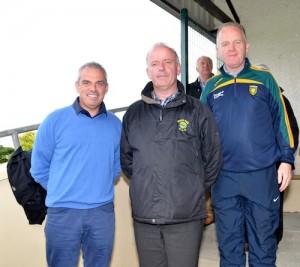 rish Golfing legend Paul Mc Ginley, Glenswilly Chairman Mick Murphy, and Club Pro Paul Gallagher at the Senior League clash between St Michael's and Glenswilly                                 Photo: Geraldine Diver