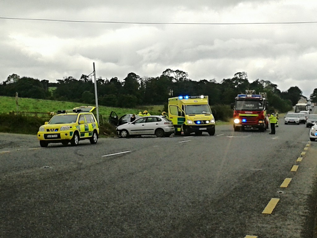 Scene of the two car collision just outside Murray Motors in Manorcunningham. 