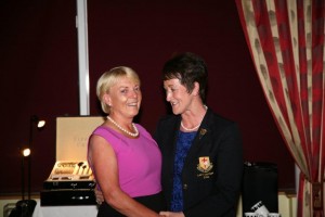 Mary Gillen winner of the Lady Captains prize is congratulated by Lady Captain Mary Farragher.