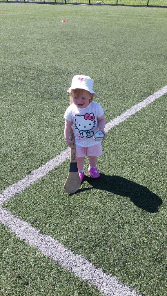 Niamh McLaughlin tries out camogie for the first time.