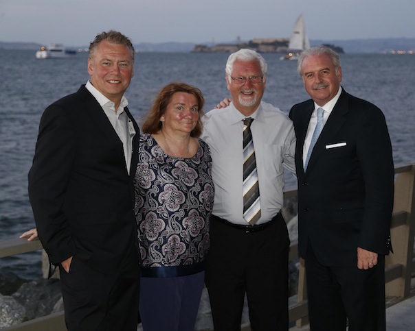 Pictured enjoying the sites of San Francisco from left to right are: Dermot Griffin, National Lottery Chief Executive; Pearl & George Bustard from Ballyboe and Marty Whelan, Winning Streak TV Gameshow host. 