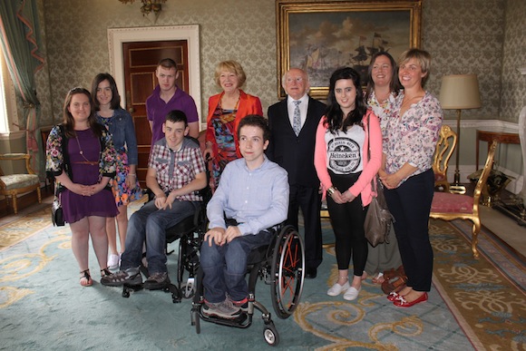 Shauna Coll, Leah Anderson, Gavin McElhinney, Marc Anderson, Sabina Higgins, Saoirse Doyle, President Higgins, Sinead Byrne, Mairead O'Donnell (HSE), Amanda Doyle (HSE) 