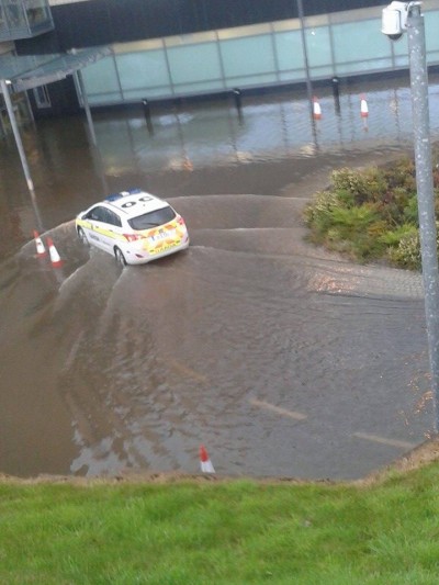 Gardai at the latest flooding at Letterkenny General Hospital in August.