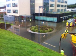 The flooding at Letterkenny General Hospital last night.