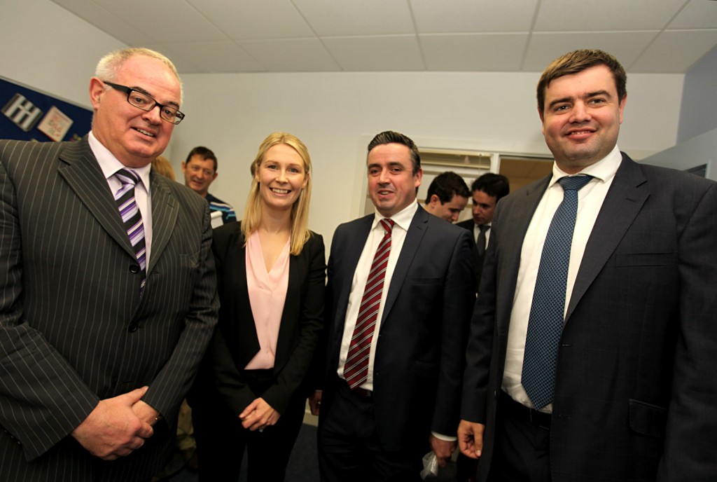 Solicitor, Jill Vance (NL Solicitors) at the official opening of Nathaniel Lacy Partners Solicitors new offices at the Riverside Centre, Letterkenny with l-r Paschal Blake (the last mayor of Letterkenny), Gerard Grant, Chairman of Letterkenny Town Chamber and Nathaniel Lacy.