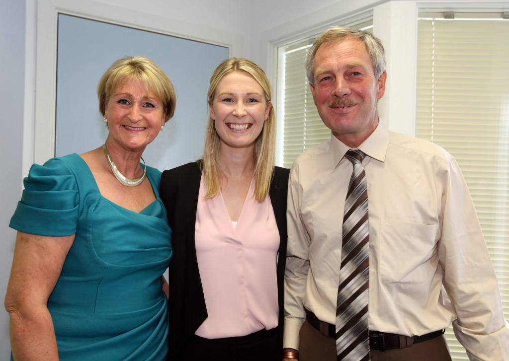 Jill Vance (solicitor) pictured in her new offices Nathaniel Lacy Partners Solicitors at the Riverside Centre, Letterkenny with her parents Ruth and Geffory Vance.