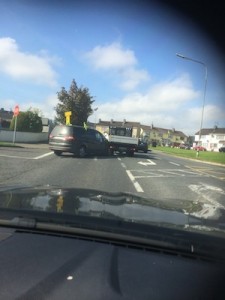 The scene of this morning's crash close to Letterkenny General Hospital.