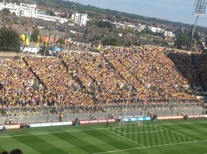 Donegal fans on Hill 16 for yesterday's final.