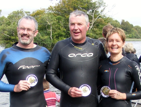 The Donegal trio after their swim.
