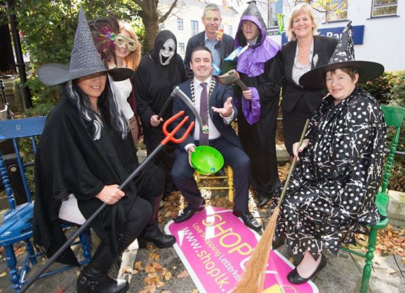 Present at the launch are Chambers members with members of Letterkenny CDP from left Tanya Kerr, Amanda McNamee, Joan Kane, Gerard Grant, Chamber President, Mark Bundschu, Aaron Gillespie, Toni Forrester, Letterkenny Chamber CEO and Margaret Toner. Pic: Clive Wasson