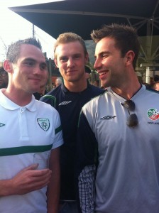 Michael Boyle and Peter Witherow pictured with former St Eunan's star Ciaran Greene. 